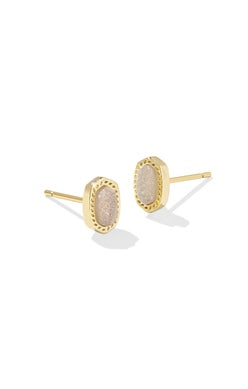 KENDRA SCOTT MINI ELLIE STUD EARRINGS GOLD IRIDESCENT DRUSY