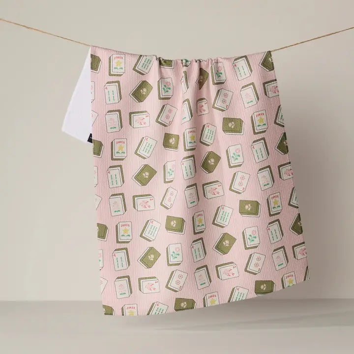 Geometry Flower Tiles Tea Towel - Mahjong