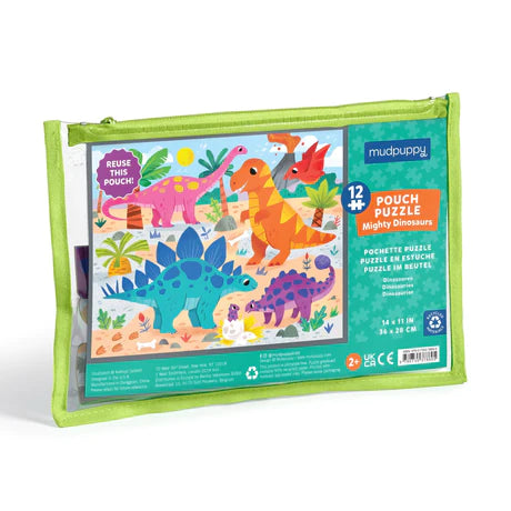 Mudpuppy Mighty Dinosaurs 12 Piece Pouch Puzzle
