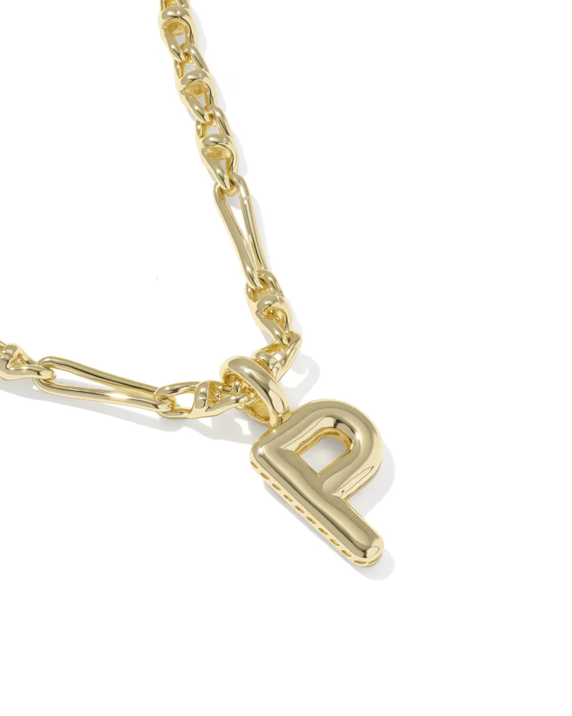 KENDRA SCOTT BUBBLE LETTER P SHORT PENDANT NECKLACE GOLD