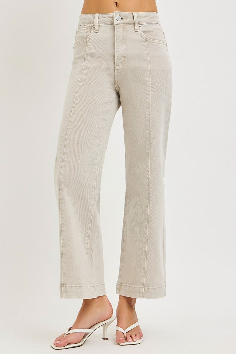 RISEN TUMMY CONTROL HIGH RISE CROP WIDE PANTS