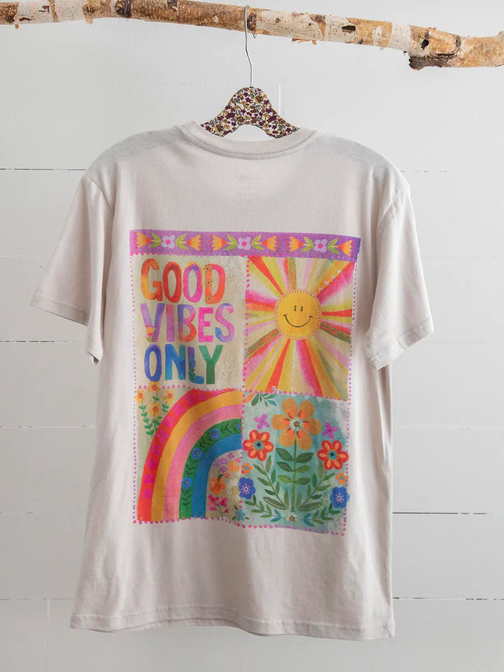 Natural Life Cotton Comfy Tee Shirt - Good Vibes Only