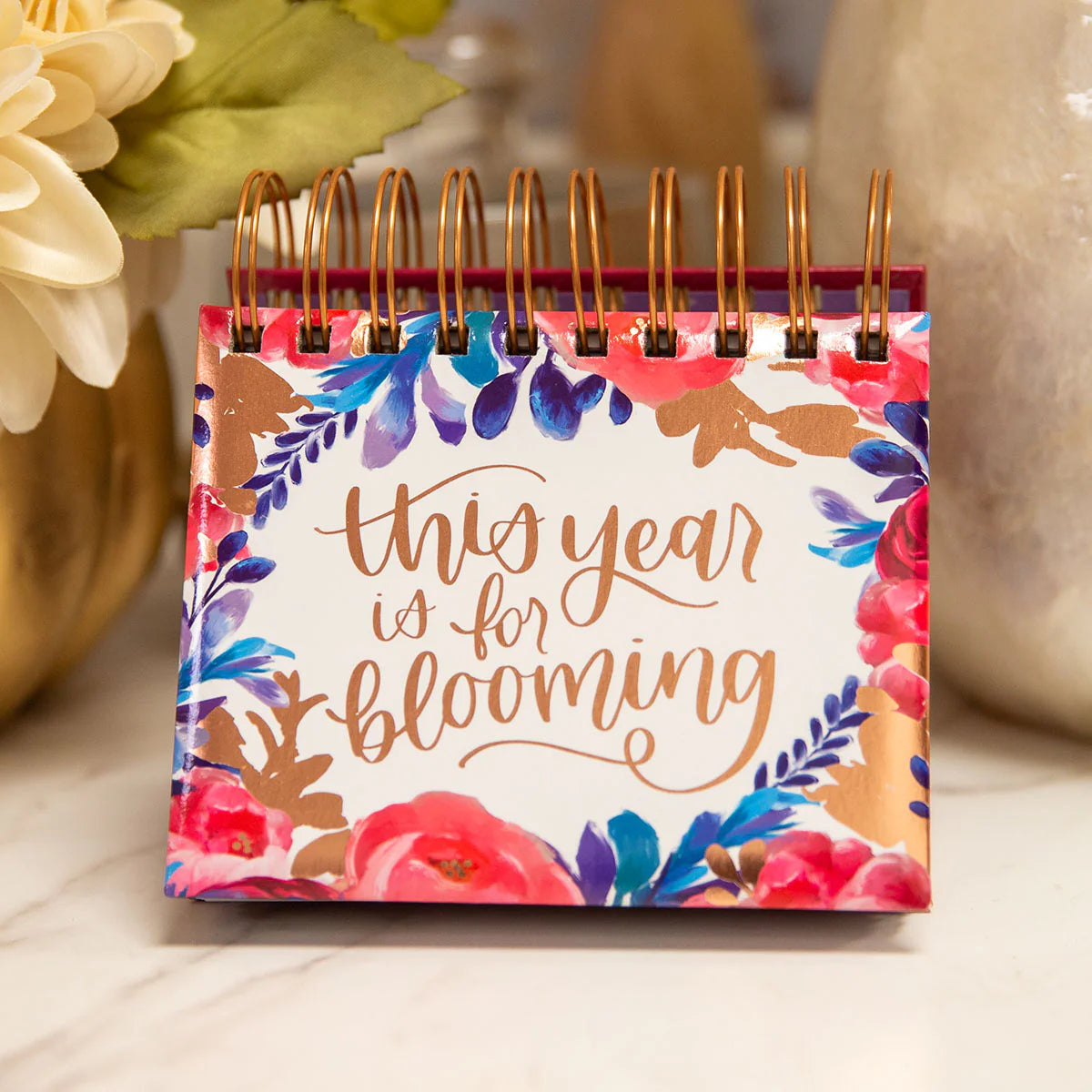 bloom Daily Planners Inspirational Perpetual Desk Easel, Hand-lettered