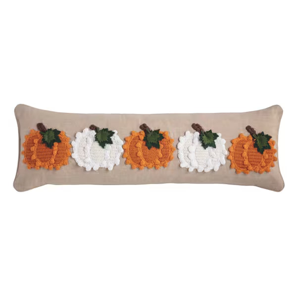 MUD PIE LONG PUMPKIN KNIT PILLOW