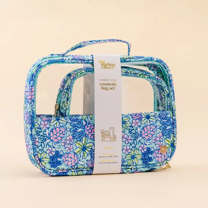 The Darling Effect Clearly Chic Cosmetic Bag Set-Coastal Cove