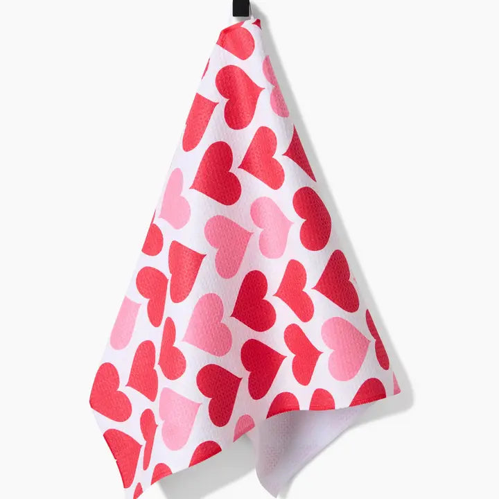 Geometry Blushing Hearts Tea Towel