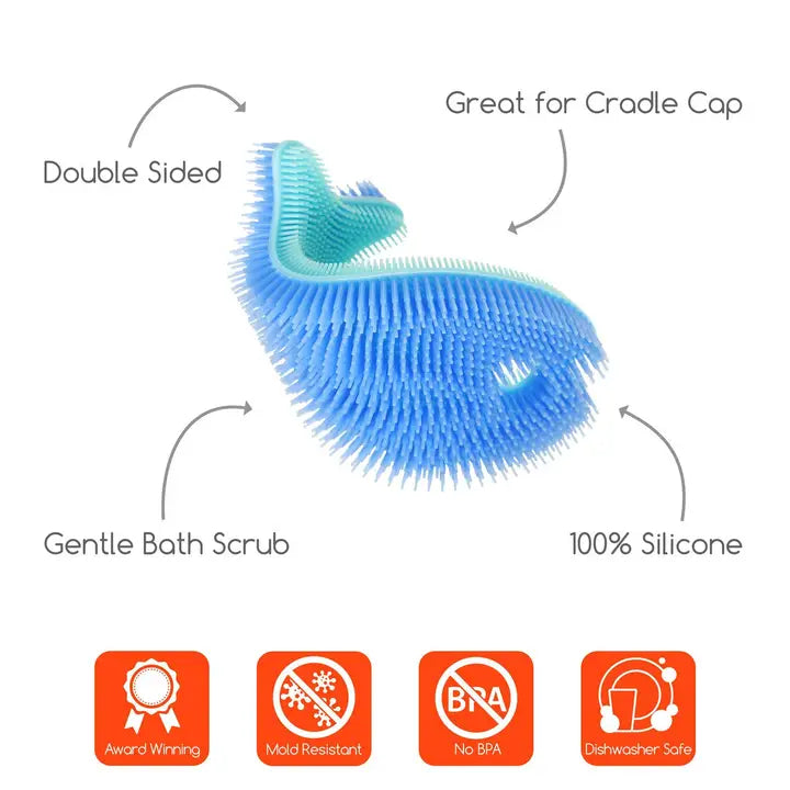 Innobaby Silicone Bath Scrub / Fun Fish Shape Brush / Baby Bath Toy-Blue