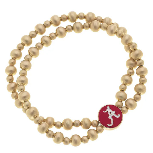 Canvas Style Alabama Crimson Tide Stretch Bracelets Set in Satin Gold