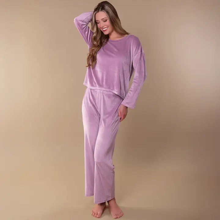 Amanda Blu Lavender Luxe Lounge Pajama Set | Long-Sleeve Velour Pjs