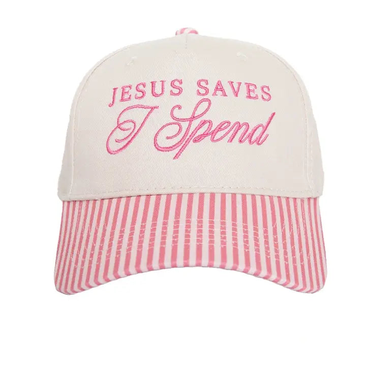 Katydid Jesus Saves I Spend Two-Toned Trucker Hat