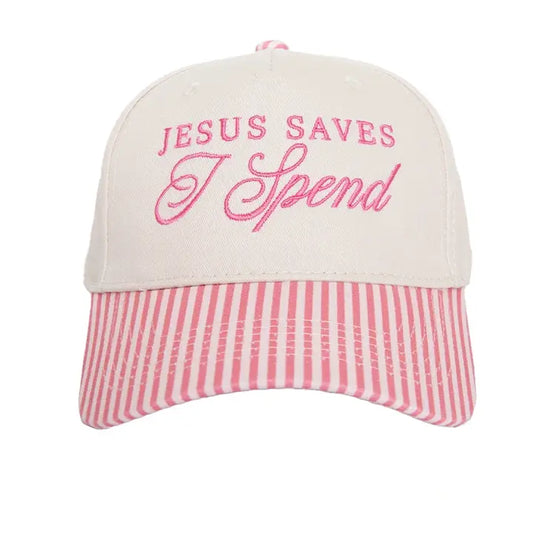 Katydid Jesus Saves I Spend Two-Toned Trucker Hat