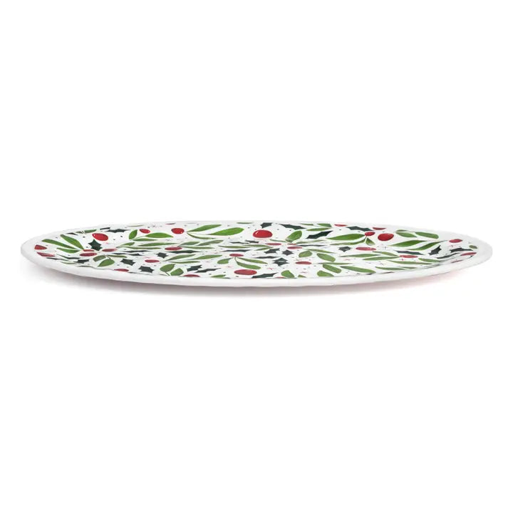 Demdaco Holly Leaves Large Melamine Oval Platter