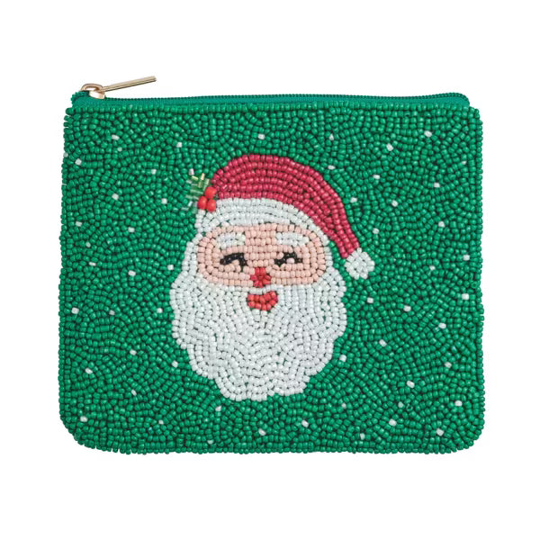 MUD PIE SANTA BEADED POUCH