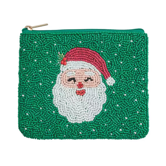 MUD PIE SANTA BEADED POUCH