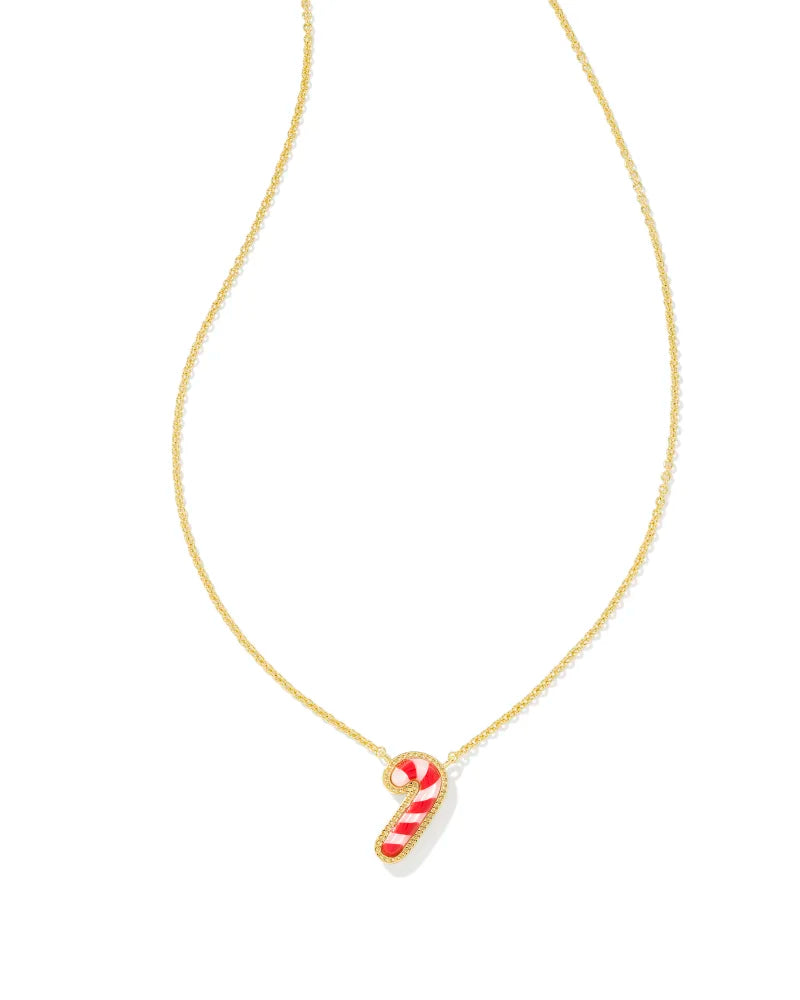 Kendra Scott Candy Cane Gold Short Pendant Necklace in Ivory Mother-of-