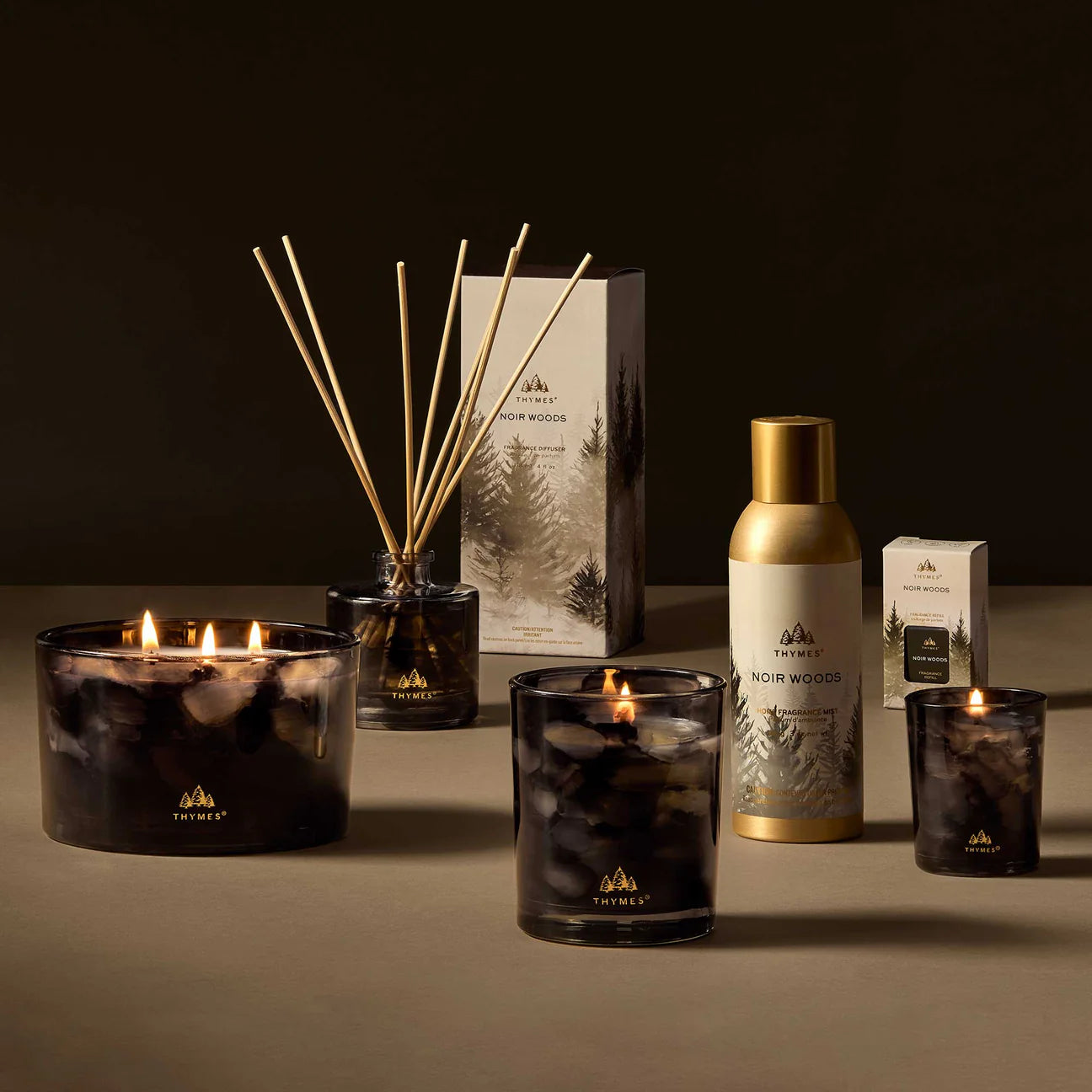Thymes Noir Woods 3-Wick Poured Candle
