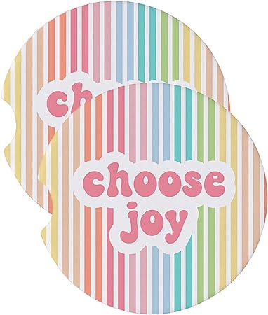 Mary Square Choose Joy Sunset Stripe Ceramic Absorbent Car Coaster