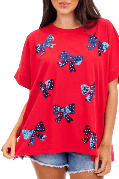 MUD PIE AMERICANA SPARKLE TOP-RED