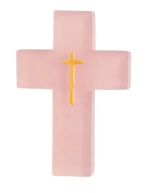 Mud Pie Pink Painted Resin Cross