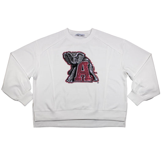 Capri Designs Long Sleeve Sequin Tee-University of Alabama
