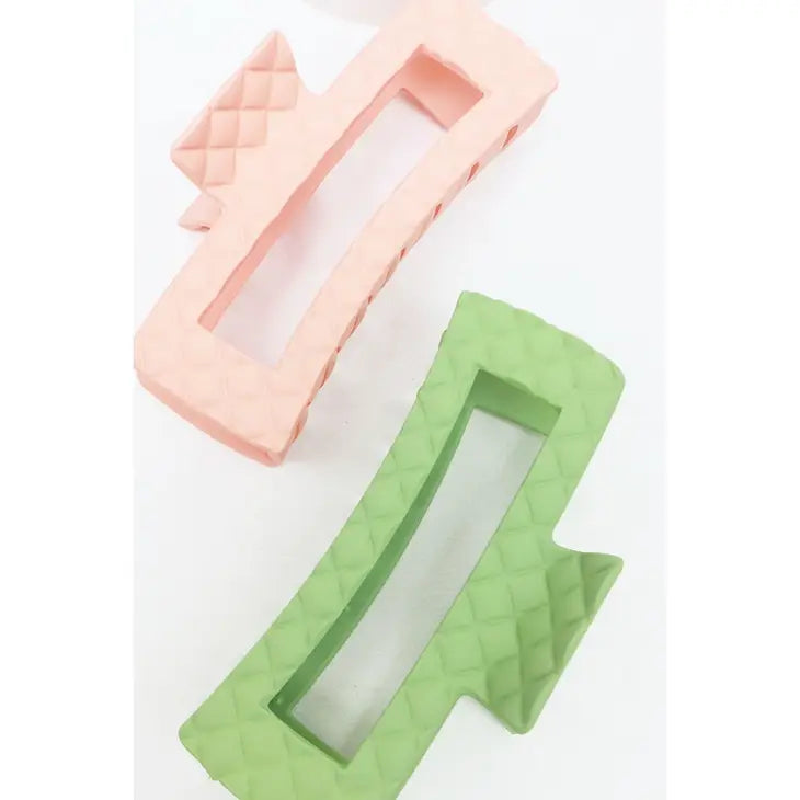 Matte Embossed Cut Out Rectangle Hair Claw