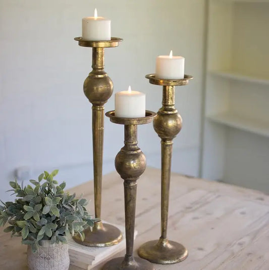 Kalalou Antique Brass Finish Candle Stands