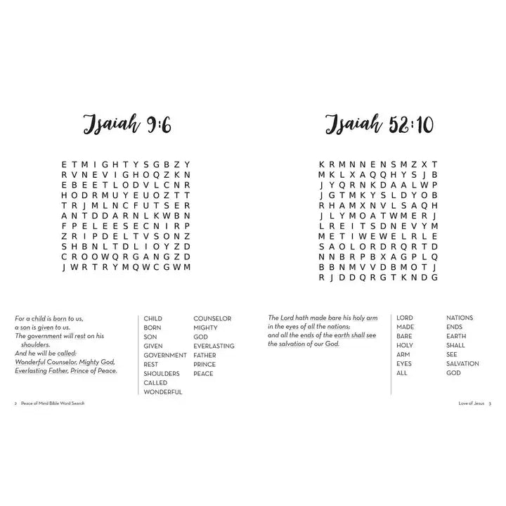 Peace of Mind Bible Word Search Love of Jesus By Linda Peters