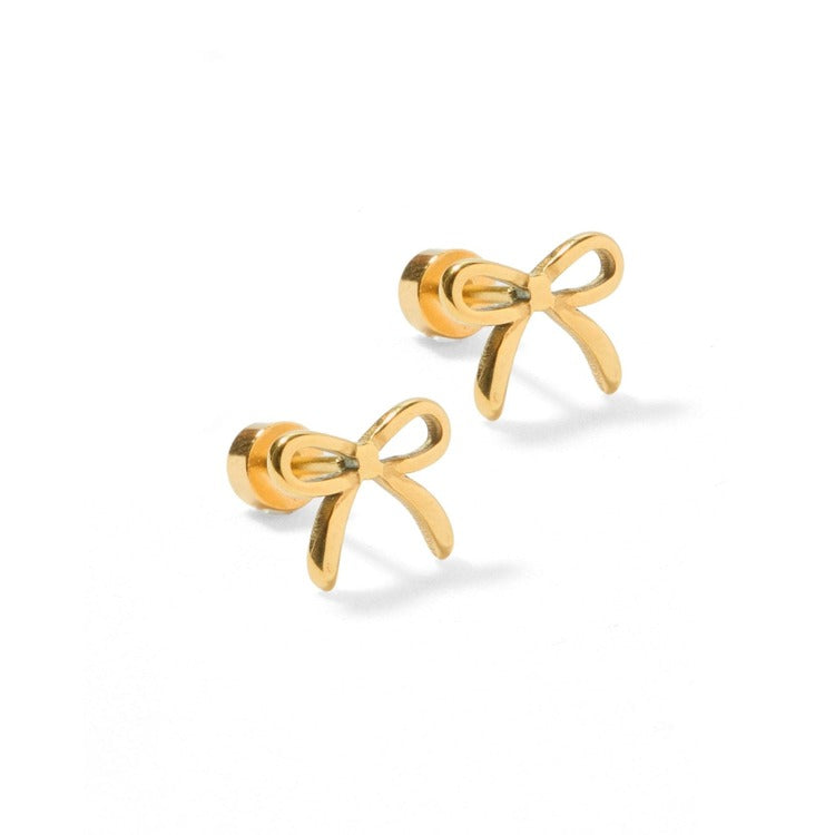 LINNY CO Screwback Stud Earrings - Sadie Bow Gold