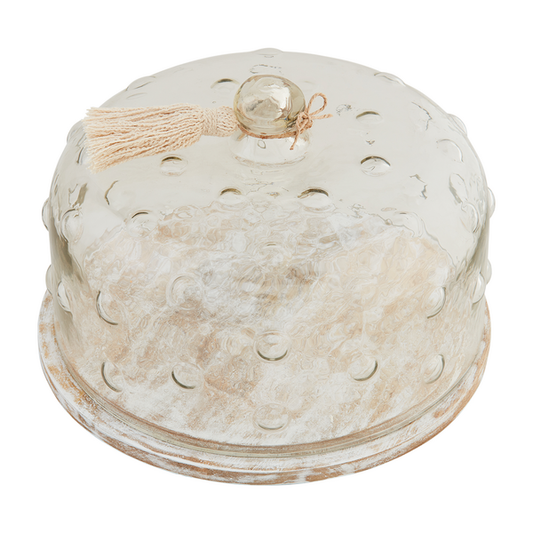 MUD PIE HOBNAIL GLASS CAKE DOME