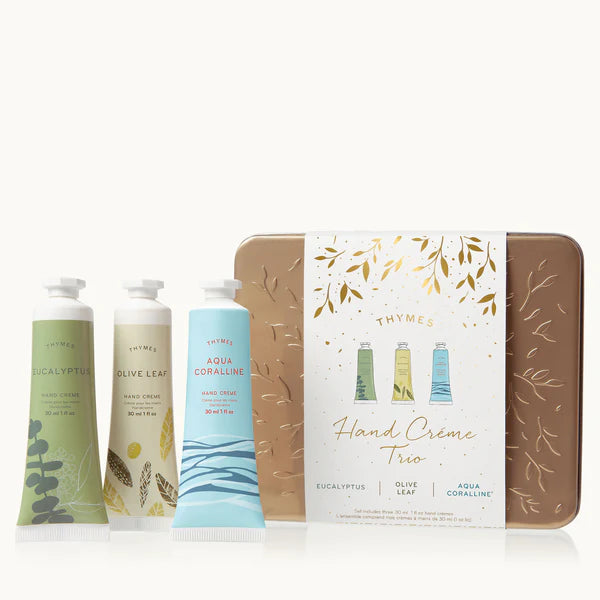 Eucalyptus, Olive Leaf & Aqua Coralline Hand Cream Trio By Thymes