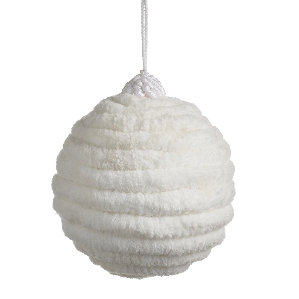 RAZ Imports 4" White Chenille Ball Ornament