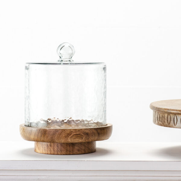 Pd HOME 8″ GLASS CLOCHE W/ WOOD BASE