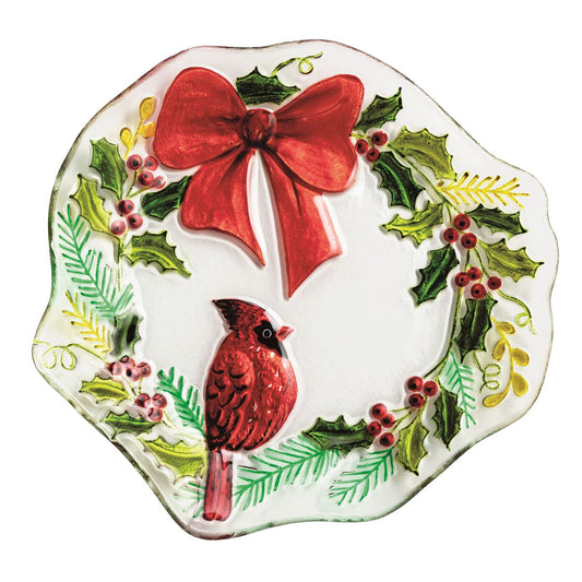 MUD PIE FUSED GLASS WREATH PLATE