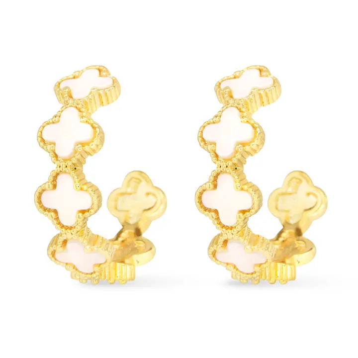 Amanda Blu Gold Mop Clover Hoop Earrings