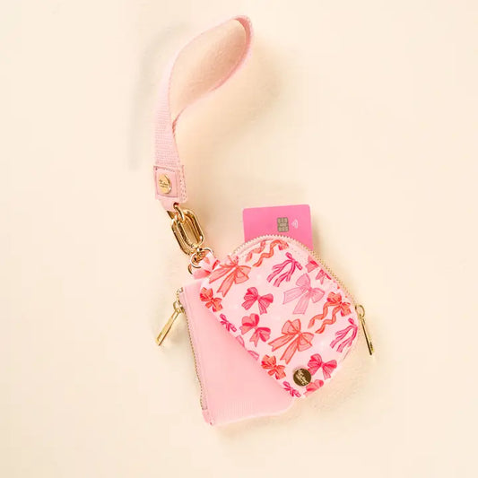 The Darling Effect Dynamic Duo Pouch Wristlet-Blushing Bows