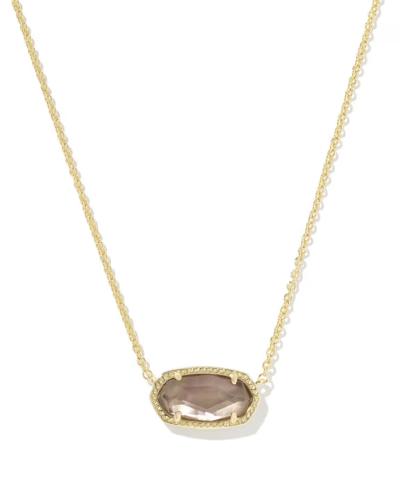 KENDRA SCOTT ELISA PENDANT NECKLACE GOLD TAUPE MOTHER OF PEARL