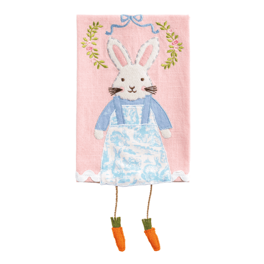 MUD PIE PINK BUNNY DANGLE LEG TOWEL