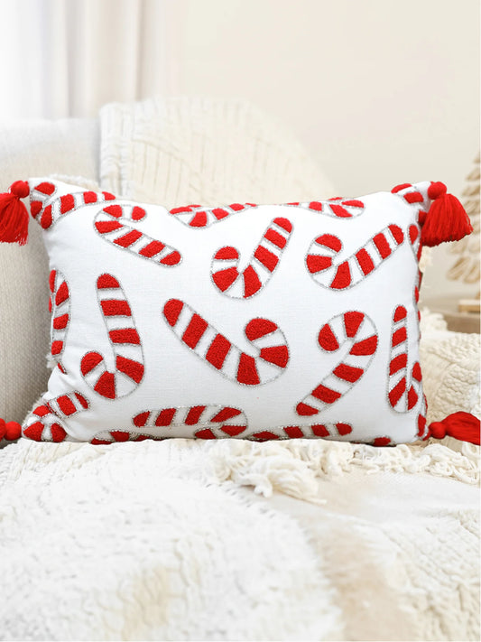 Mary Square Lumbar Pillow | Candy Canes