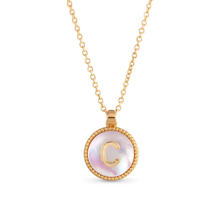 AMANDA BLU GOLD MOTHER OF PEARL INITIAL NECKLACE