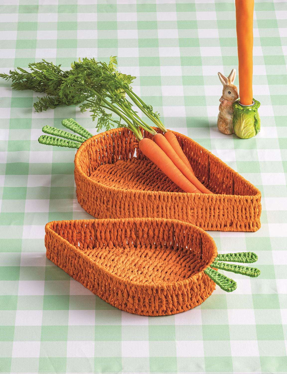 MUD PIE WOVEN CARROT TRAY SET