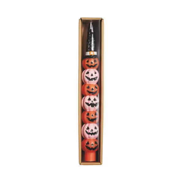 MUD PIE GLITTER JACK-O-LANTERN TAPER CANDLE