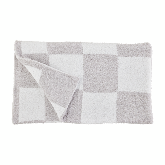 MUD PIE GRAY CHENILLE CHECK BLANKET
