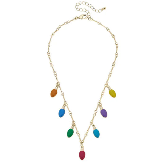 Canvas Style Christmas Lights Enamel Drip Necklace in Multi