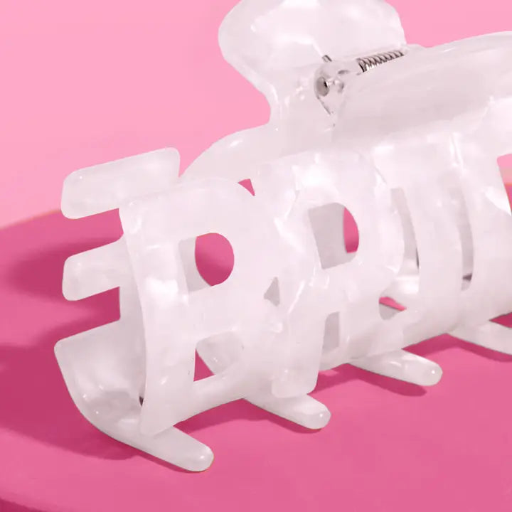 Bride Word Claw Clip | White Marble