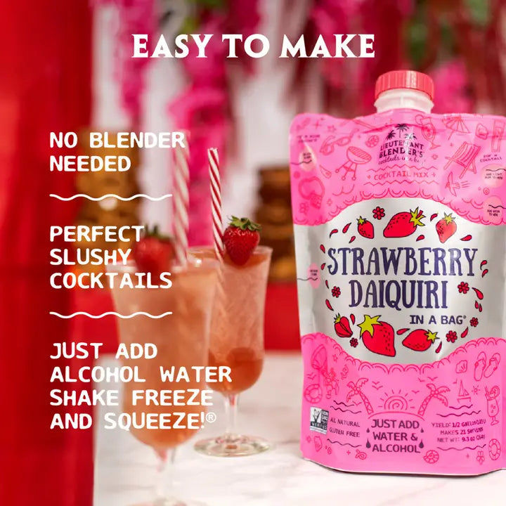Lieutenant Blender's Strawberry Daiquiri in A Bag Cocktail/Mocktail Slushie Mixer