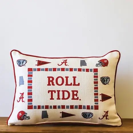 Little Birdie Alabama Collegiate Icon Border Pillow