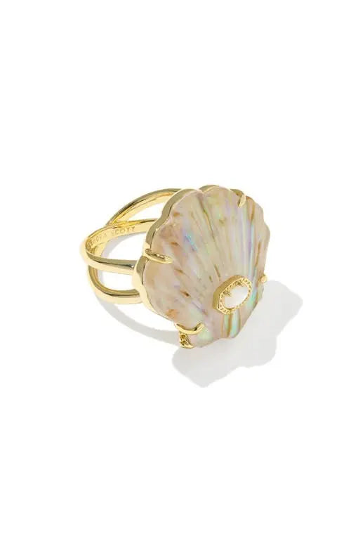 KENDRA SCOTT LUCIA SHELL COCKTAIL RING GOLD IRIDESCENT ABALONE