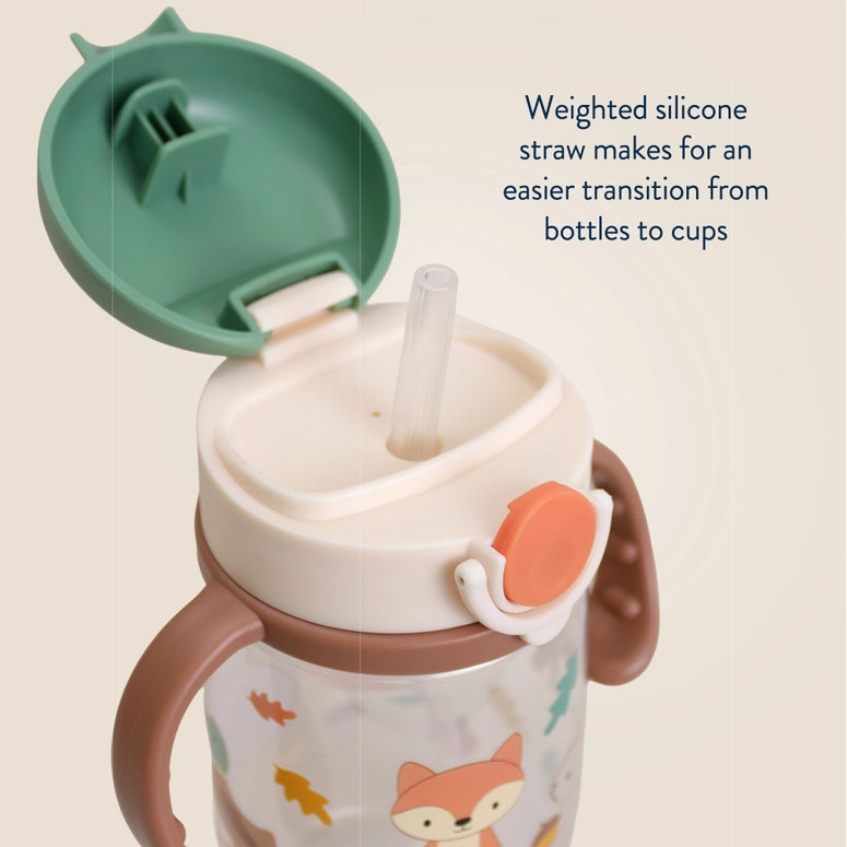 Itzy Ritzy Sips™ - Straw Cup with Snap-Close Lid-Woodland