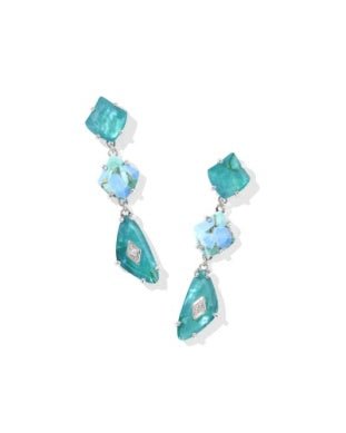KENDRA SCOTT BIANCA LINEAR EARRINGS SILVER BRIGHT AQUA MIX