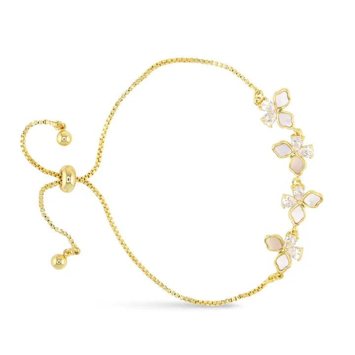 Amanda Blu Gold Mop/ Cz Butterfly Pull-Cord Bracelet